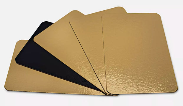 6 x 8 inch, 1.4mm thick Black Gold Smoked Salmon Fish Charcuterie Deli Bakery Boards - Gold one Side, Silver one Side - 50 boards per bundle